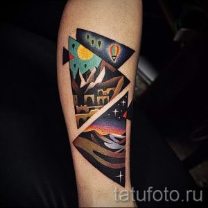 тату космос треугольник - фото готовой татуировки 10198 tatufoto.ru