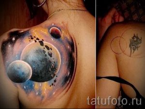 тату космос - фото готовой татуировки 38082 tatufoto.ru