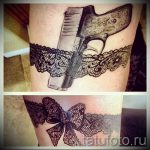 тату пистолет на ноге - фото готовой татуировки 01092016 4109 tatufoto.ru