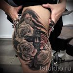 тату пистолет с розами - фото готовой татуировки 01092016 10144 tatufoto.ru