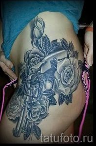 тату пистолет с розами - фото готовой татуировки 01092016 111152 tatufoto.ru