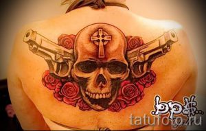 тату пистолет с розами - фото готовой татуировки 01092016 15148 tatufoto.ru