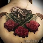 тату пистолет с розами - фото готовой татуировки 01092016 17150 tatufoto.ru