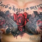 тату пистолет с розами - фото готовой татуировки 01092016 2136 tatufoto.ru