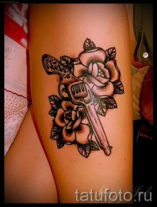 тату пистолет с розами - фото готовой татуировки 01092016 4138 tatufoto.ru