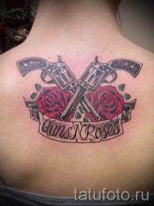 тату пистолет с розами - фото готовой татуировки 01092016 6140 tatufoto.ru