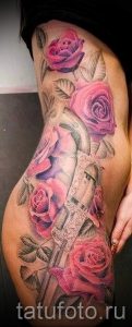 тату пистолет с розами - фото готовой татуировки 01092016 7141 tatufoto.ru