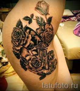 тату пистолет с розами - фото готовой татуировки 01092016 8142 tatufoto.ru
