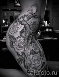 тату пистолет у девушек - фото готовой татуировки 01092016 13165 tatufoto.ru