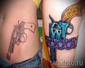 тату пистолет у девушек - фото готовой татуировки 01092016 16168 tatufoto.ru