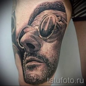 фото тату портрет - лицо героя из фильма Лион Киллер