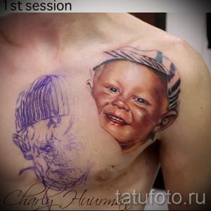 фото тату портрет ребенка - татуировка в работе