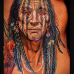 фото тату портрет индейца в характерной раскраске