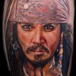 Фото тату портрет - Джонни Депп в роли Каитана из Пиратов Карибского моря