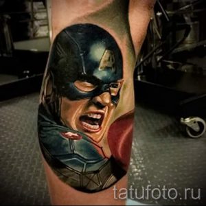 фото тату портрет - капитан америка