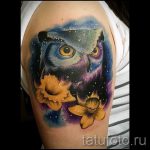 тату сова космос - фото готовой татуировки 7223 tatufoto.ru