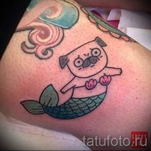 Смешная тату - собака-русалка