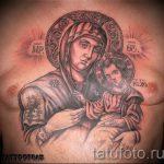 Пример иконы Божьей Матери в татуировке