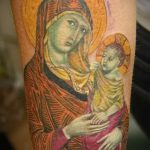 Божья Мать с младенцем - фото пример тату иконы