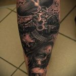 череп с пистолетом тату - фото готовой татуировки 01092016 2210 tatufoto.ru