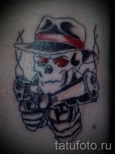 череп с пистолетом тату - фото готовой татуировки 01092016 3211 tatufoto.ru