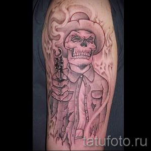 череп с пистолетом тату - фото готовой татуировки 01092016 7215 tatufoto.ru