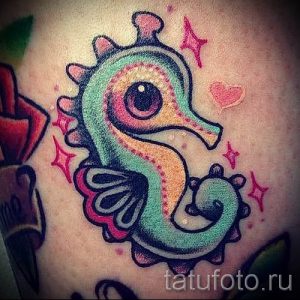 Тату морской конек - фото пример готовой тату для статьи про значение 27