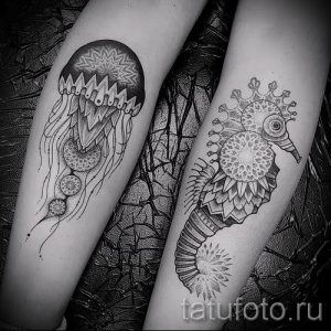 Тату морской конек - фото пример готовой тату для статьи про значение 28