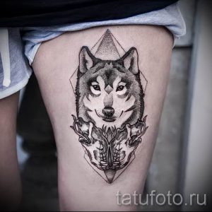 Тату хаски - фото пример готовой тату для статьи про значение 25