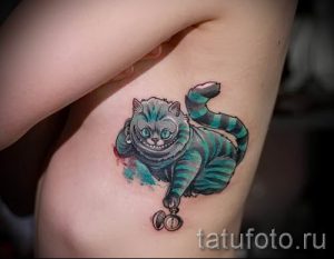 Фото тату Чеширский кот для статьи про значение рисунка татуировки - tatufoto.ru - 1