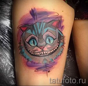 Фото тату Чеширский кот для статьи про значение рисунка татуировки - tatufoto.ru - 5
