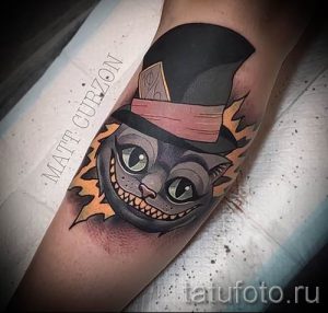 Фото тату Чеширский кот для статьи про значение рисунка татуировки - tatufoto.ru - 8