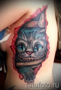 Фото тату Чеширский кот для статьи про значение рисунка татуировки - tatufoto.ru - 35