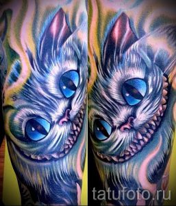 Фото тату Чеширский кот для статьи про значение рисунка татуировки - tatufoto.ru - 49