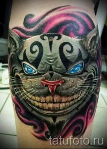 Фото тату Чеширский кот для статьи про значение рисунка татуировки - tatufoto.ru - 54