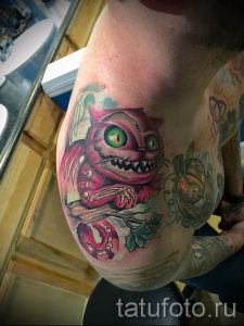 Фото тату Чеширский кот для статьи про значение рисунка татуировки - tatufoto.ru - 56