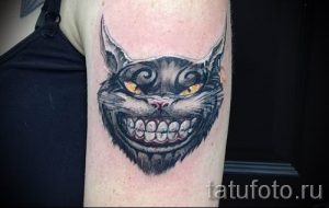 Фото тату Чеширский кот для статьи про значение рисунка татуировки - tatufoto.ru - 60
