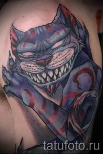 Фото тату Чеширский кот для статьи про значение рисунка татуировки - tatufoto.ru - 62