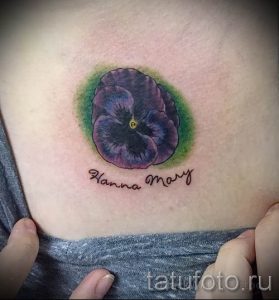 Фото тату анютины глазки для статьи про значение татуировки - tatufoto.ru - 2