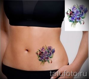 Фото тату анютины глазки для статьи про значение татуировки - tatufoto.ru - 22