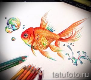 Фото тату золотая рыбка для статьи про значение рисунка татуировки - tatufoto.ru - 14
