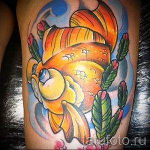Фото тату золотая рыбка для статьи про значение рисунка татуировки - tatufoto.ru - 49
