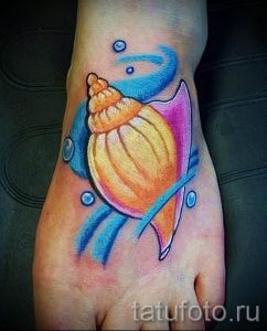 Фото тату ракушка для статьи про значение ракушки в татуировке - tatufoto.ru - 11