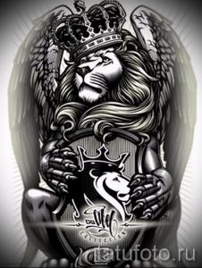 тату лев с короной - фото для статьи про значение татуировки - tatufoto.ru - 4
