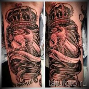 тату лев с короной - фото для статьи про значение татуировки - tatufoto.ru - 17