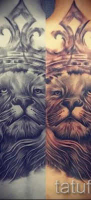тату лев с короной — фото для статьи про значение татуировки  — tatufoto.ru — 18