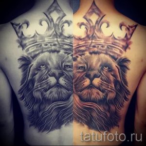 тату лев с короной - фото для статьи про значение татуировки - tatufoto.ru - 18