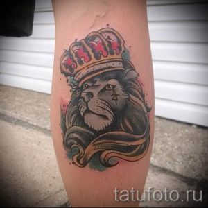 тату лев с короной - фото для статьи про значение татуировки - tatufoto.ru - 20