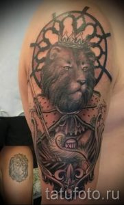 тату лев с короной - фото для статьи про значение татуировки - tatufoto.ru - 28