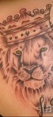 тату лев с короной — фото для статьи про значение татуировки  — tatufoto.ru — 31